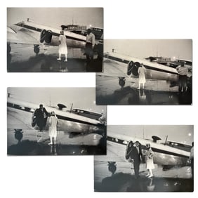 Four Vintage Photos of John & Jackie Kennedy in Front of a Plane in Cape Cod by Camelot Photographer