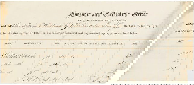 Abraham Lincoln Pays Taxes on Springfield Lots for His Wife’s Aunt, Prior to Suing to Recover