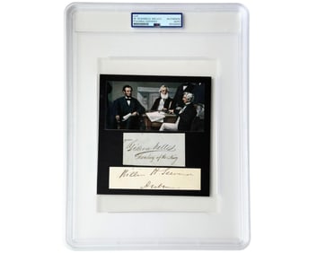 Lincoln Cabinet: Seward & Welles Signed Display! PSA Encapsulated
