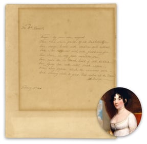 Dolley Madison Signed & Handwritten Poem: "Temper! Thy power more magical…"