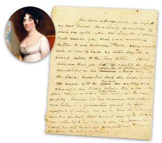 Dolley Madison Partial Letter to Anthony Morris re: His Daughter's "Indisposition" & "the beauty of