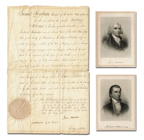 Rare Presidential Pardon Signed by James Madison & James Monroe