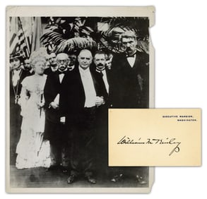 William McKinley Signed Executive Mansion Card, Plus "Last Picture" Press Photo