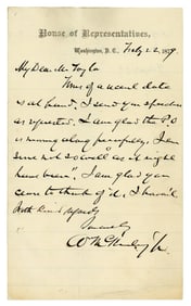 William McKinley ALS Re: Congressional Speeches, Probably Addressed To Local OH Postmaster