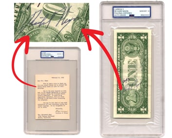 Richard Nixon Signed Silver Certificate PSA Gem Mint 10, Authenticated by Patricia Nixon, PSA Gem