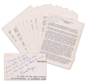 Ronald Reagan ANS on Typed Speech "Business, Ballots, and Bureaus", PSA Authenticated