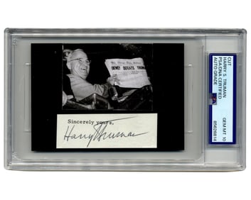 Harry Truman "Dewey Defeats Truman" Display PSA Gem Mint 10!