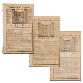 George Washington (3) The Gentleman's Magazines: August 1775, September 1775, June 1776