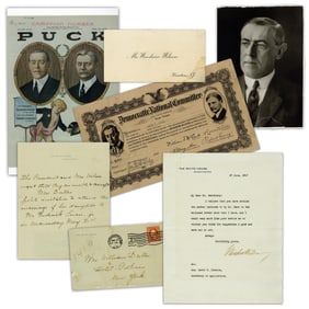 Woodrow Wilson TLS As Pres. Addressed To Agriculture Secretary, Plus Bonus Ephemera! 7 Pcs