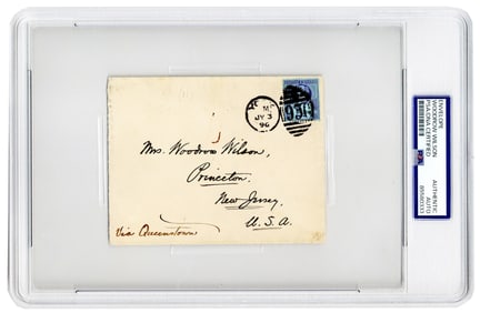 Woodrow Wilson PSA 3rd Person Signed Envelope Sent During British Isles Bicycle Trip Following 1st