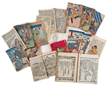 Edo Period Mid-19th C. Japanese Woodblock Prints - Colorful & Dramatic!