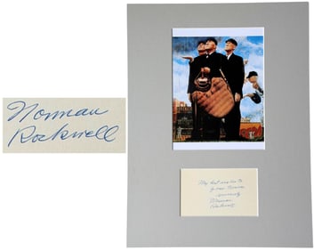 Iconic Norman Rockwell "Three Umpires" Display, Bold Signature JSA LOA