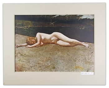 Andrew Wyeth Signed Ltd. Ed. Collotype, "Black Water," Featuring Model Siri Erickson