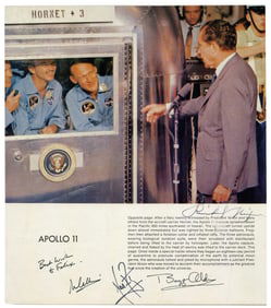 Richard Nixon & Apollo XI Crew Members Signed Quarantine Photo, Rare! Pre-Cert Zarelli