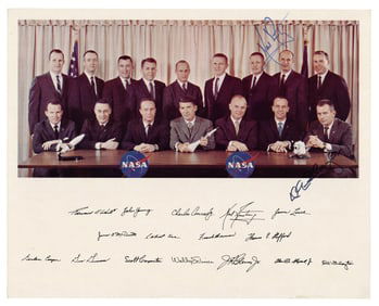 Neil Armstrong & Deke Slayton Signed Mercury Seven & Next Nine Portrait, Pre-Cert Zarelli