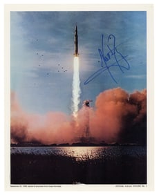 Neil Armstrong Signed Print Showing Launch of 1st Moon-Orbiting Apollo VIII! Pre-Cert Zarelli