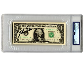 John Glenn Signed Dollar Bill! PSA Encapsulated! Senator & The First to Orbit Earth!