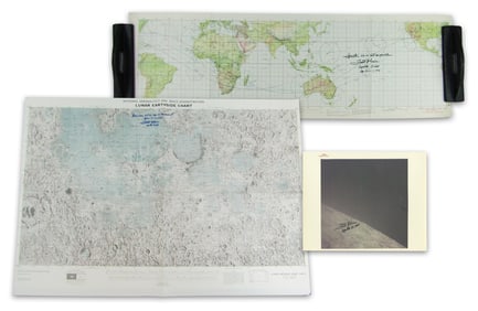 Fred Haise (3) Signed & Inscribed Apollo 13 Charts and Photo, Zarelli Authenticated!