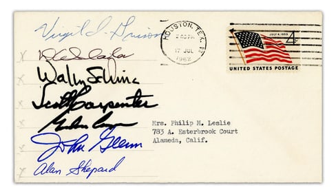Mercury Seven Signed Cover Postmarked Day of X-15 Flight 62 Sub-Orbital Space Test Flight, Pre-Cert