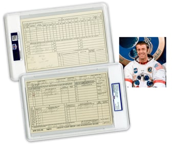Alan B. Shepard Twice Signed Aircraft Flight Report and Maintenance Record While in Training for