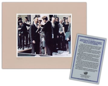 Alan Shepard Ltd. Ed. Signed Photo of Kennedy Presenting Him With NASA Distinguished Service Medal,