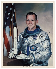 Ed White Signed Gemini IV-Era Silver Spacesuit Photo, Pre-Cert Zarelli