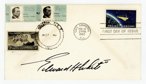 Ed White Signed John Glenn / Mercury-Atlas VI Launch FDC, Postmarked Day of Apollo I Fire, Pre-Cert