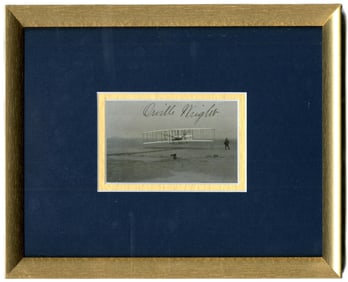 Orville Wright Signature On First Flight Souvenir Photo