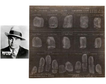 Al Capone Fingerprint Card Distributed to Law Enforcement Agencies to Track Capone! PSA Type I