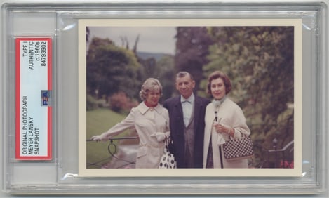 Meyer Lansky Type I Photo with Wife & Possibly Daughter PSA Slabbed & Authenticated
