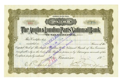 Titanic Survivor W. Dodge Signed Stock Certificate, 1917