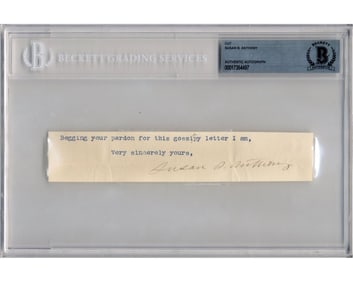 Susan B. Anthony Signed Cut on "Gossipy Letter" BAS Authenticated!