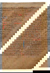 Medieval Catholic Liturgical with Illuminated Gregorian Chant on Parchment