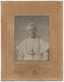 Pope Saint Pius X Signed Photo on Papal Mat