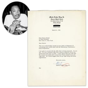 Martin Luther King, Jr. TLS Re: "Stride Toward Freedom" Film Rights To Literary Agent Marie Rodell