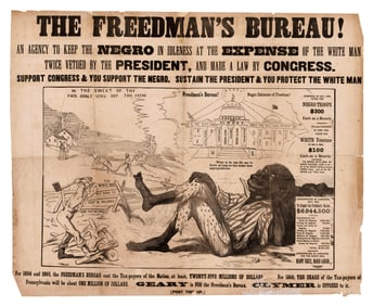 Huge "The Freedman's Bureau!" Reconstruction-Era Broadside For Clymer's Gubernatorial Campaign