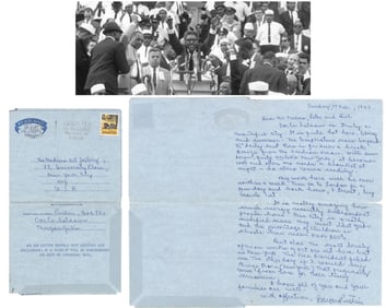 March On Washington Organizer Bayard Rustin 2x Signed ALS. Possibly Unique!