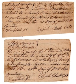 Georgia Revolutionary War Hero Elijah Clarke Certifies Service for Land Grants