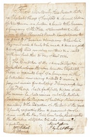 Oliver Ellsworth 1776 Manuscript Bond to Raise a New Regiment in the 4th Connecticut Battalion
