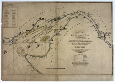 Fisher Chart Map of the Delaware Bay & River 1776