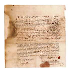 Declaration Signer Stephen Hopkins Early 1738 Indenture for Land in Scituate