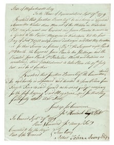 Manuscript Copy of War-Dated Resolve By John Hancock to Enlist Men to Guard the Powder Magazine