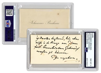 Johannes Brahms PSA GEM NM-MT 8 Handwritten Note On Vienna Calling Card