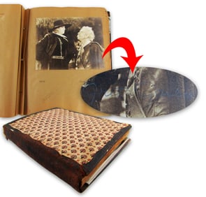 Greta Garbo Signed Dramatic Still from “Queen Christina” Scrapbook, 100+ Photographs