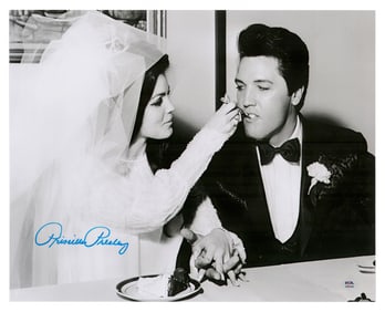 Priscilla Presley Signed Oversized Wedding Photo, PSA Authentic