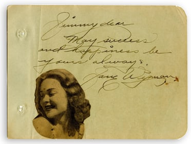 Jane Wyman ANS on Autograph Book Page
