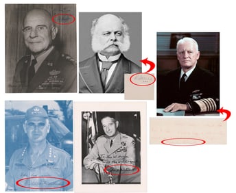 Dealer's Lot of 5 Military Signatures: Nimitz, Burnside, Clark & More