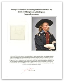 Eight Strands of George Custer’s Hair, Cut By Wife Libbie Before His Death & Scalping- Superb