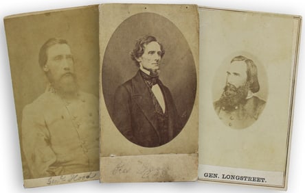 Confederate CDVs - Generals Longstreet, Hood, & Confederate States Only President, Jefferson Davis
