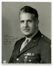 Leslie Groves Signed Portrait 3 Months After Atomic Bomb Detonation